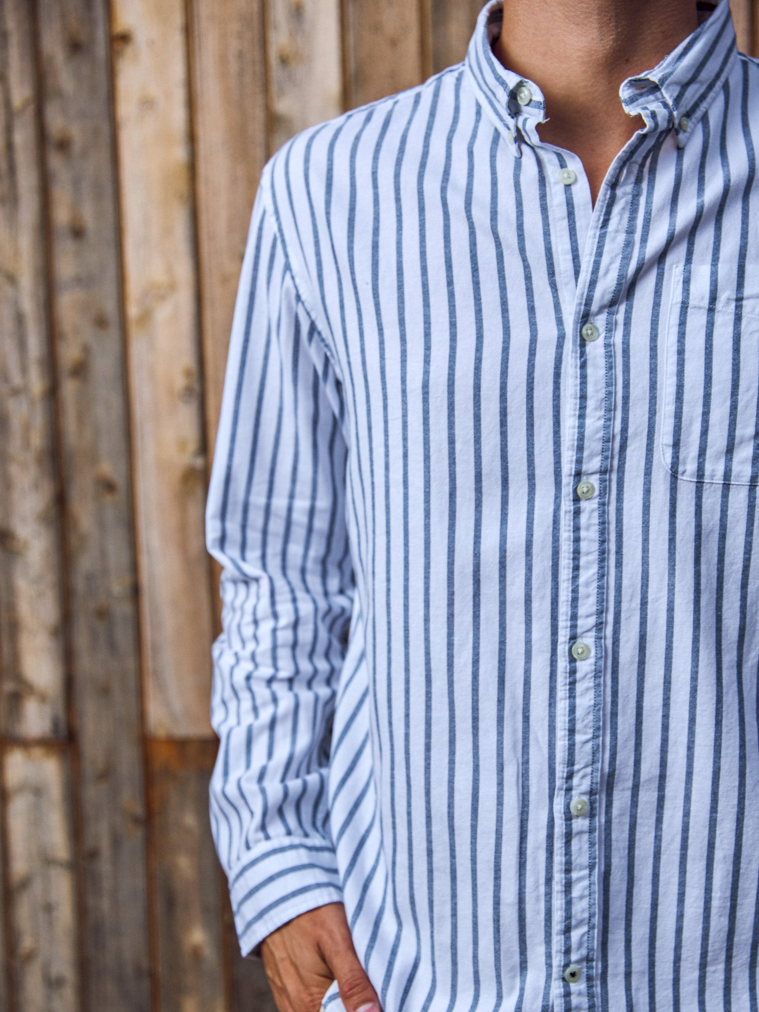 CAMISA CLASSIC OXFORD - Ensign Blue Stripes:STRIPES