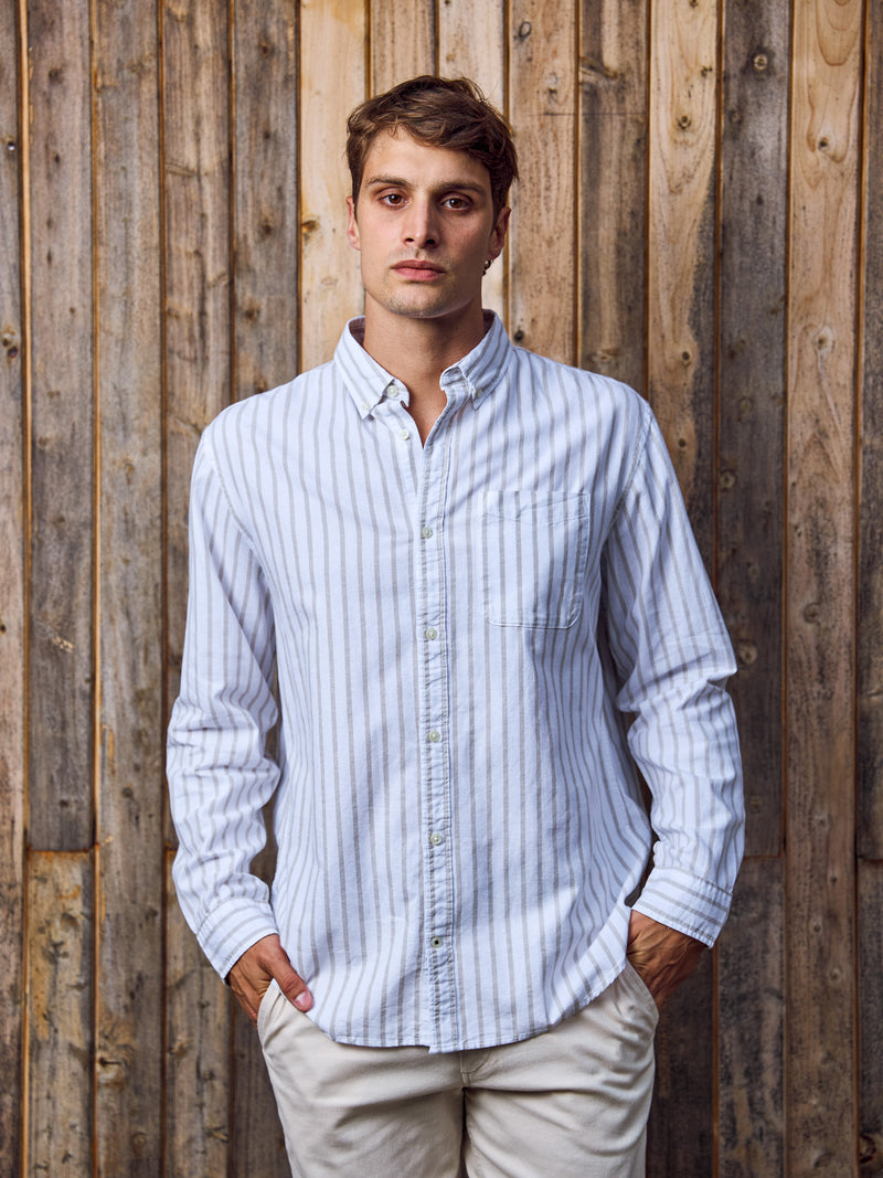 CAMISA CLASSIC OXFORD - Ensign Blue Stripes:STRIPES