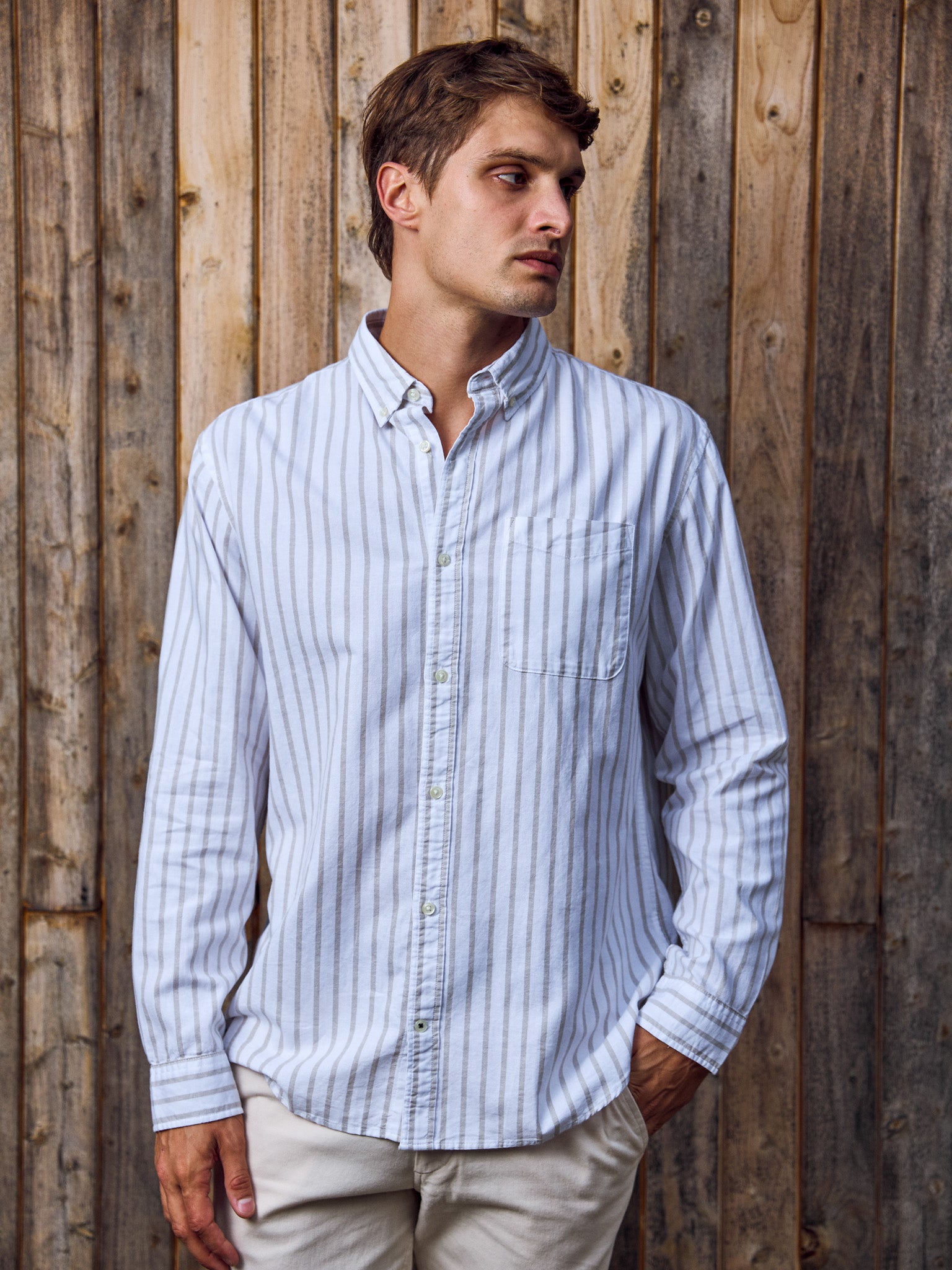 CAMISA CLASSIC OXFORD - Ensign Blue Stripes:STRIPES