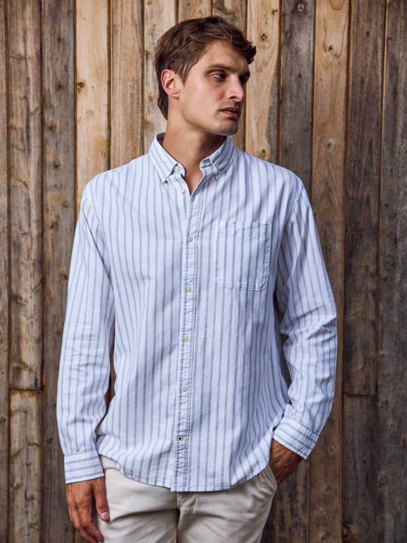 CAMISA CLASSIC OXFORD - Ensign Blue Stripes:STRIPES