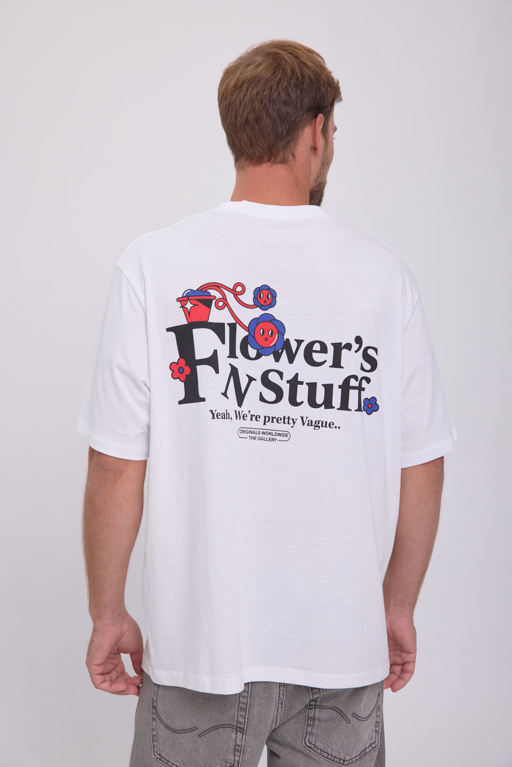 POLERA SALON - Bright White Print:FLOWER POT