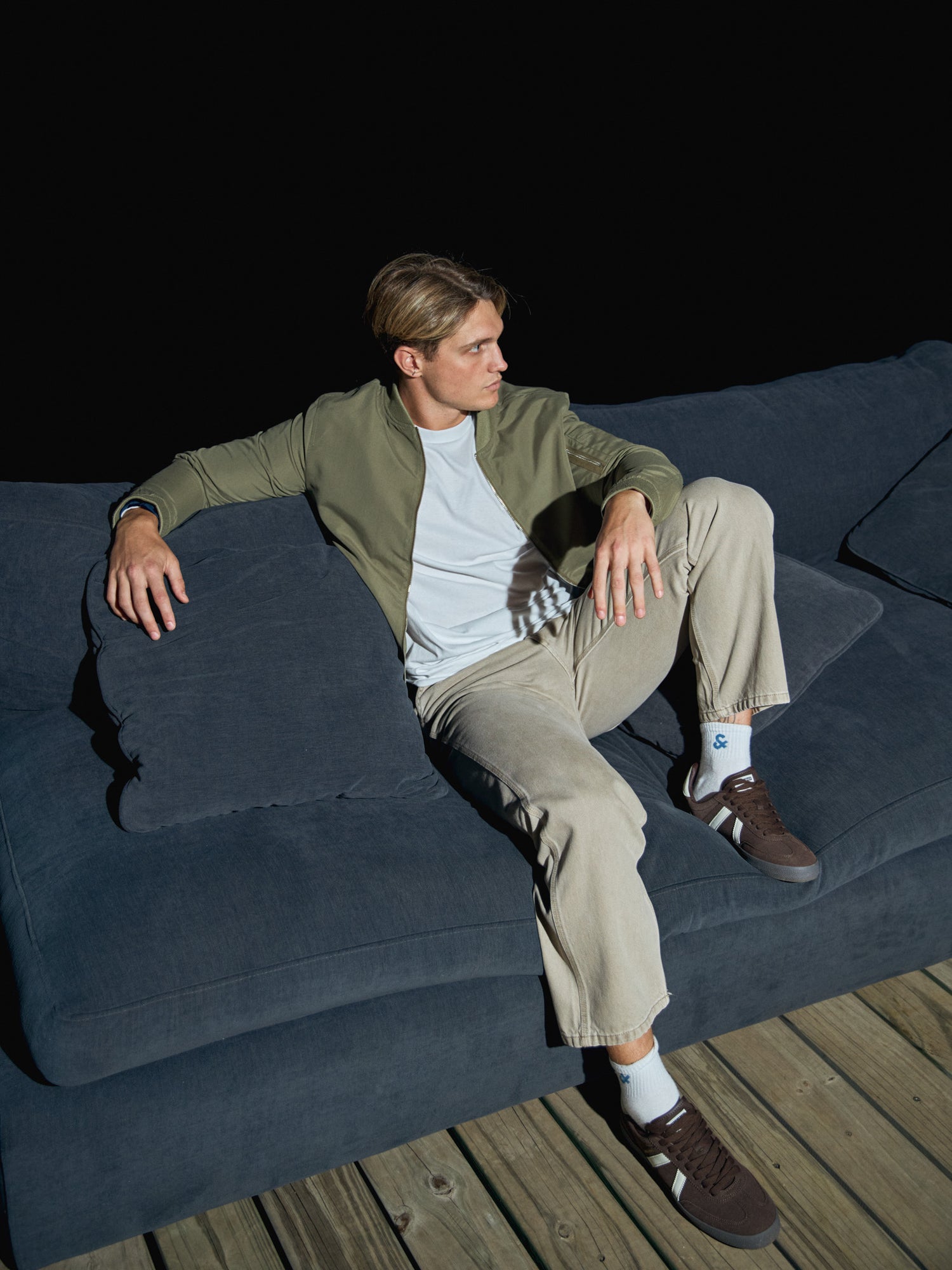 CHAQUETA BOMBER CON CIERRE RUSH - Dusky Green