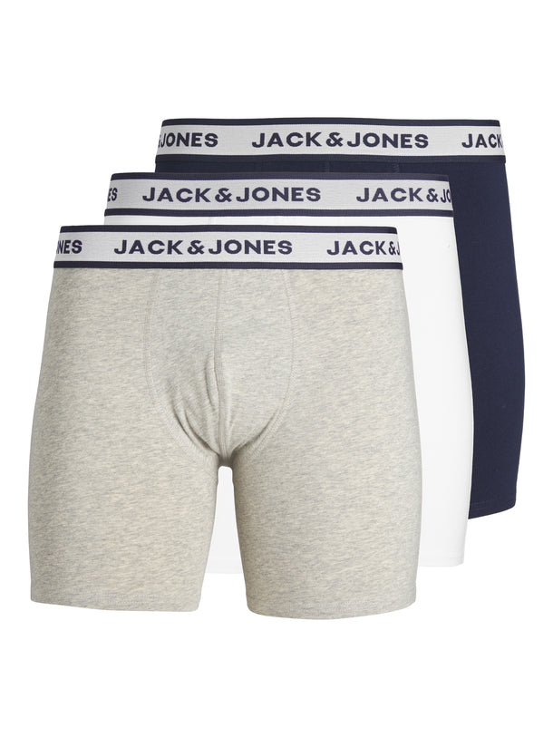 Product PACK 3 BOXERS SOLID CLÁSICOS - Light Grey Melange Pack:White - Black - Image 1