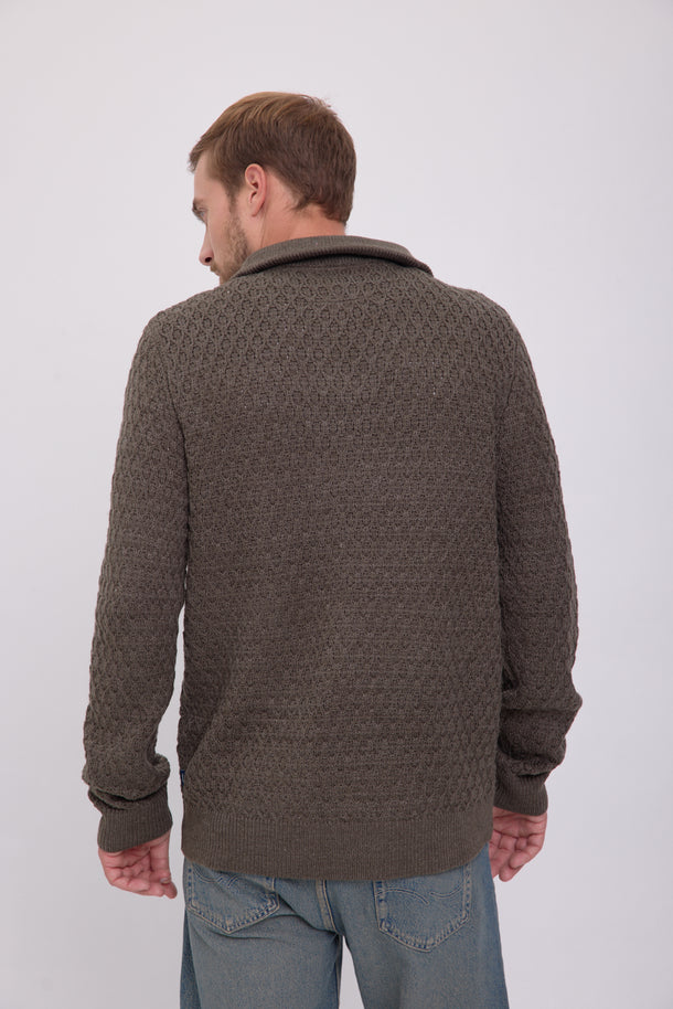 Product SWEATER BLUNORTH - Olive Night Detail:MELANGE - Image 2