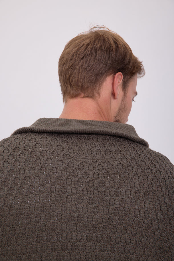 Product SWEATER BLUNORTH - Olive Night Detail:MELANGE - Image 6