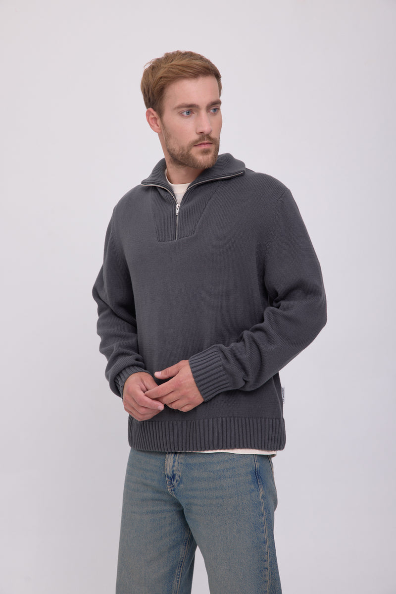 SWEATER WIDE TEJIDO CON CIERRE FREDERIKSBERG - Iron Gate