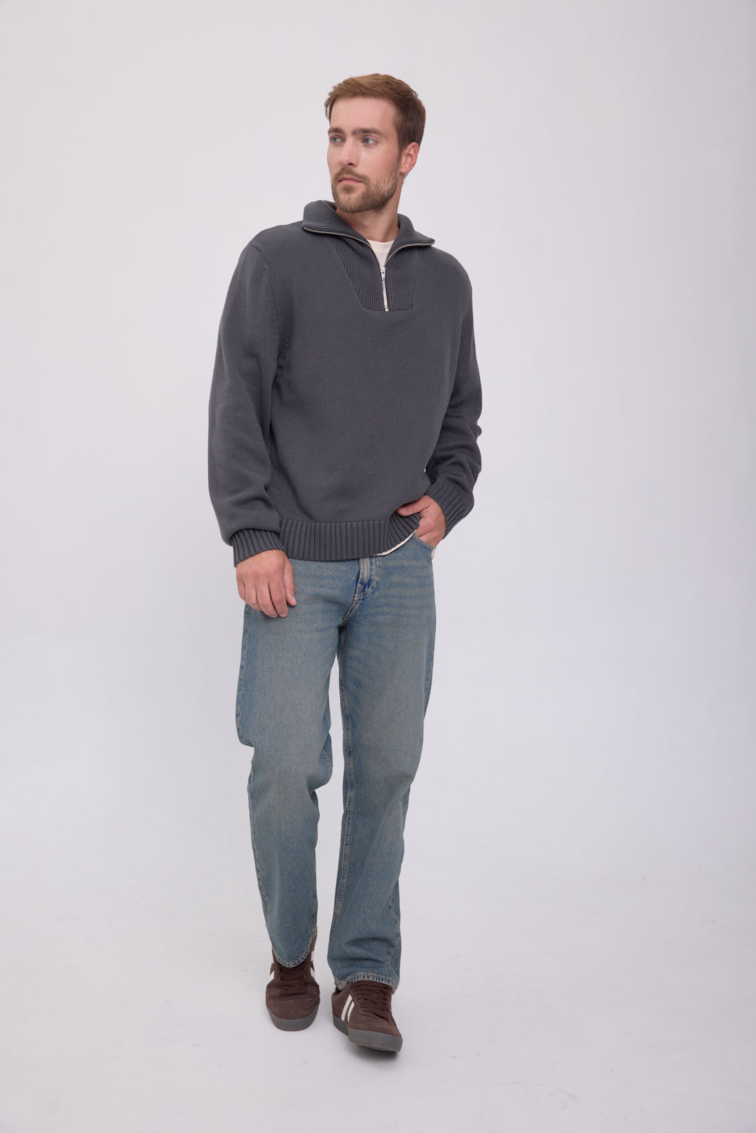 SWEATER WIDE TEJIDO CON CIERRE FREDERIKSBERG - Iron Gate