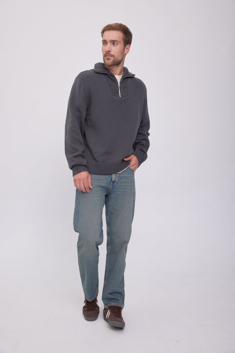 SWEATER WIDE TEJIDO CON CIERRE FREDERIKSBERG - Iron Gate
