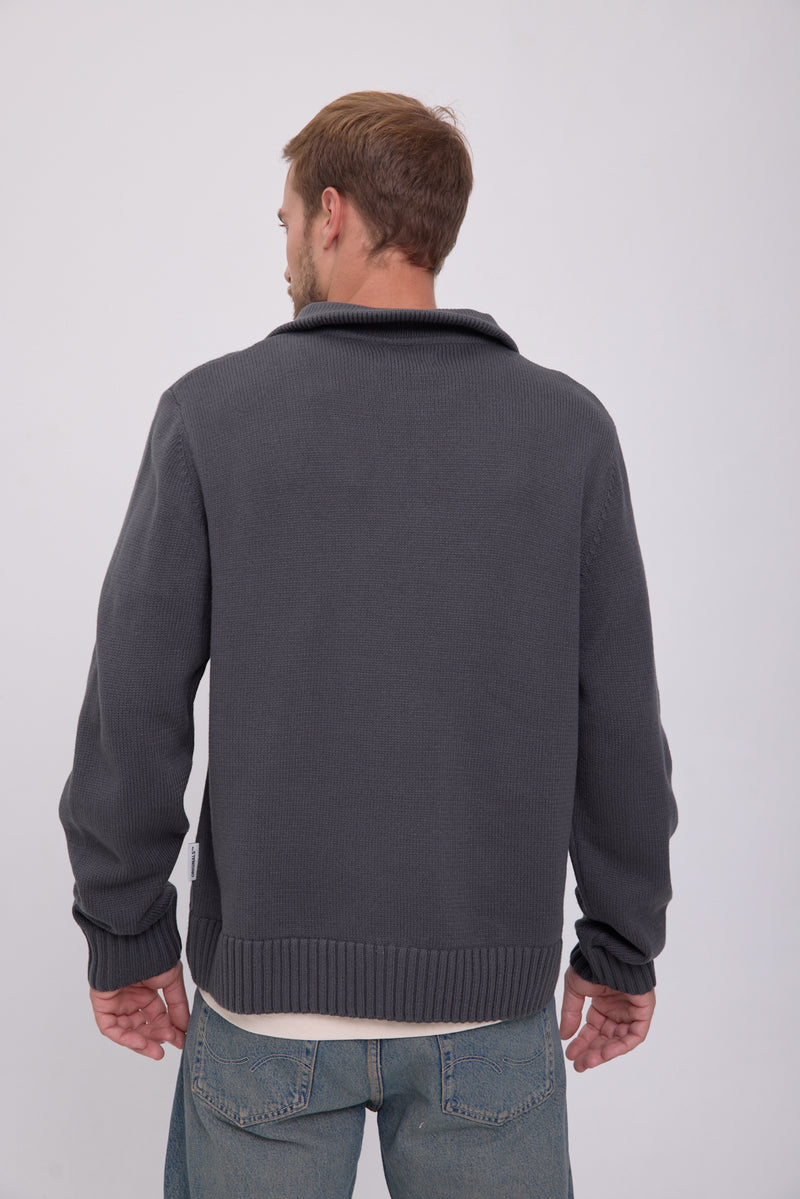 SWEATER WIDE TEJIDO CON CIERRE FREDERIKSBERG - Iron Gate