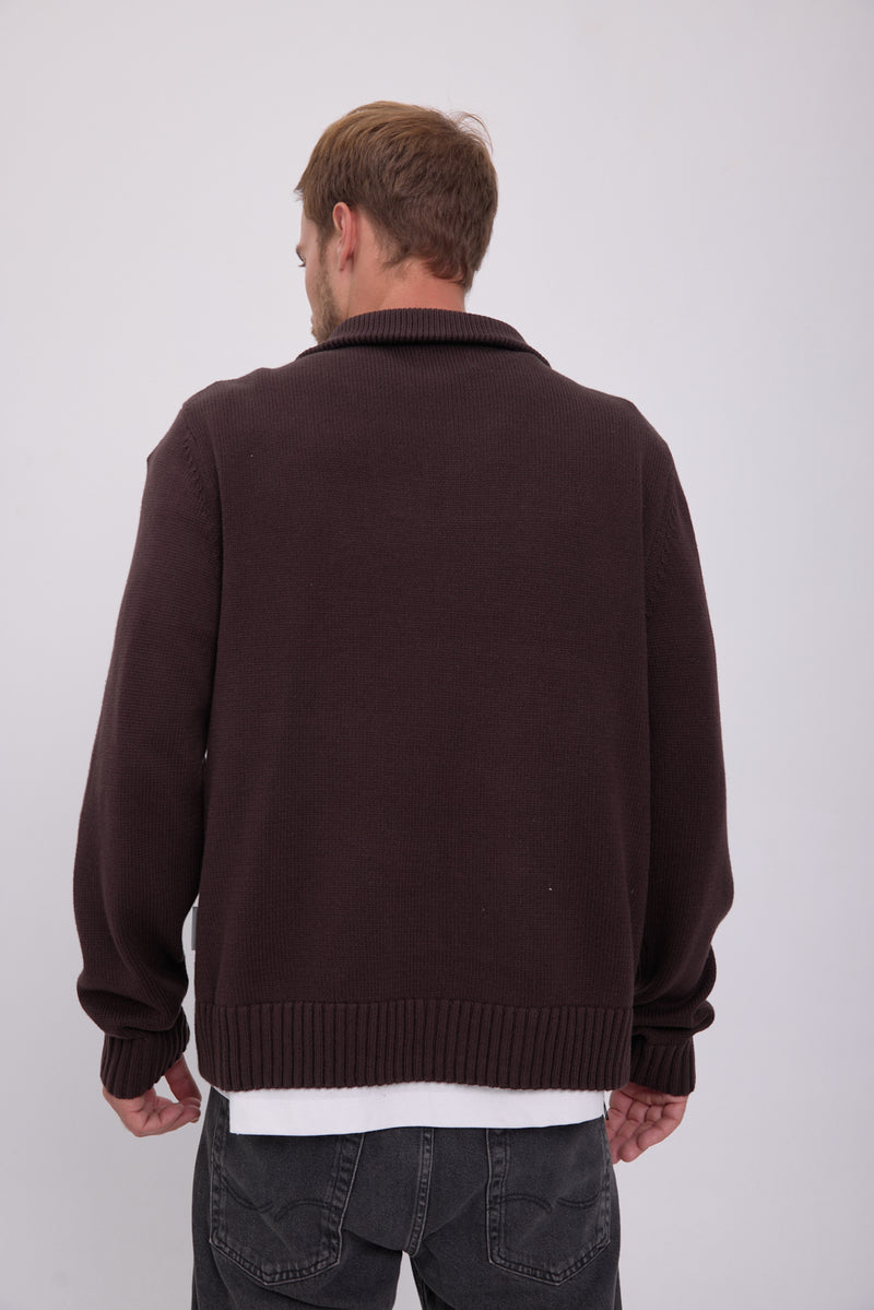 SWEATER WIDE TEJIDO CON CIERRE FREDERIKSBERG - Chocolate Torte