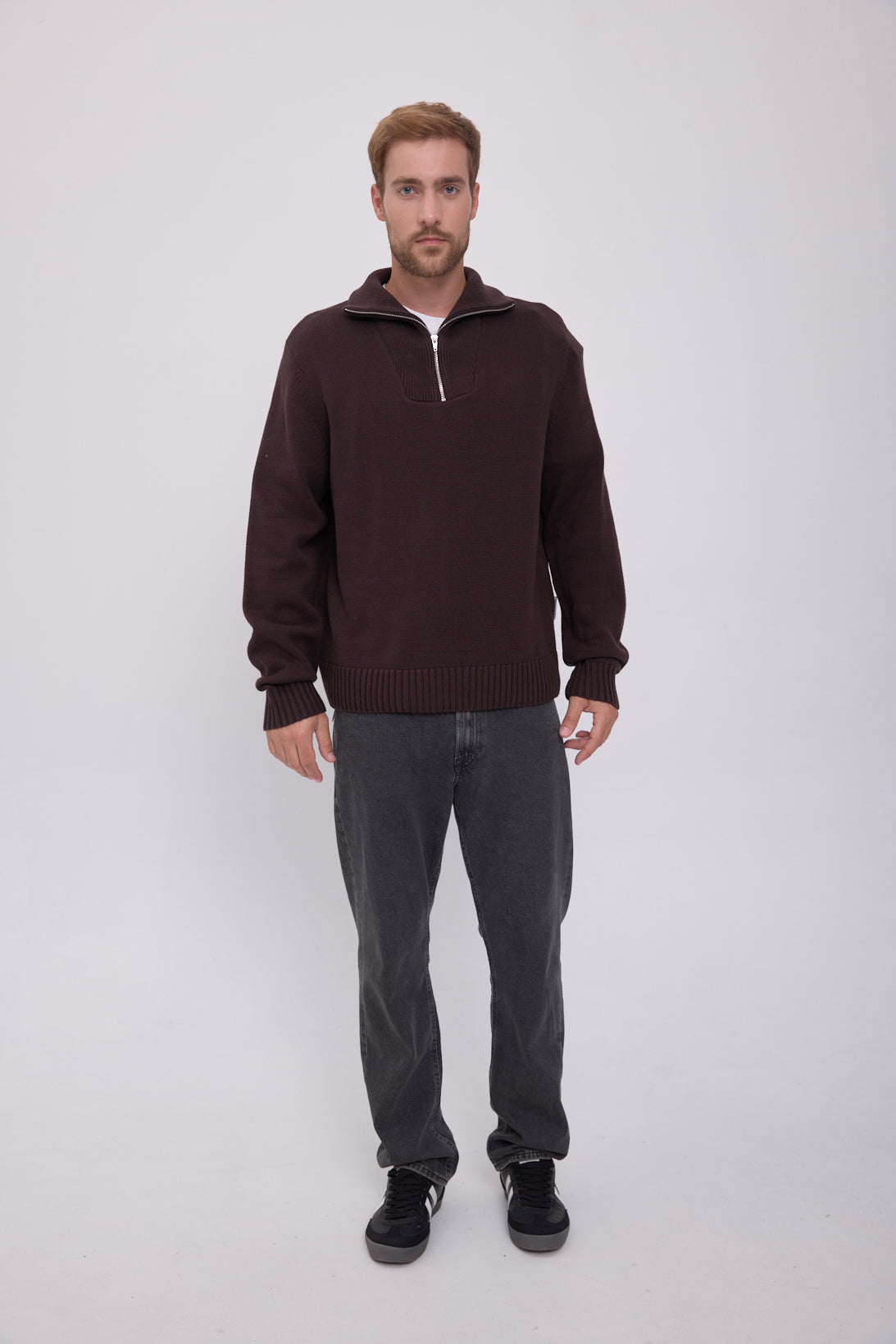 SWEATER WIDE TEJIDO CON CIERRE FREDERIKSBERG - Chocolate Torte