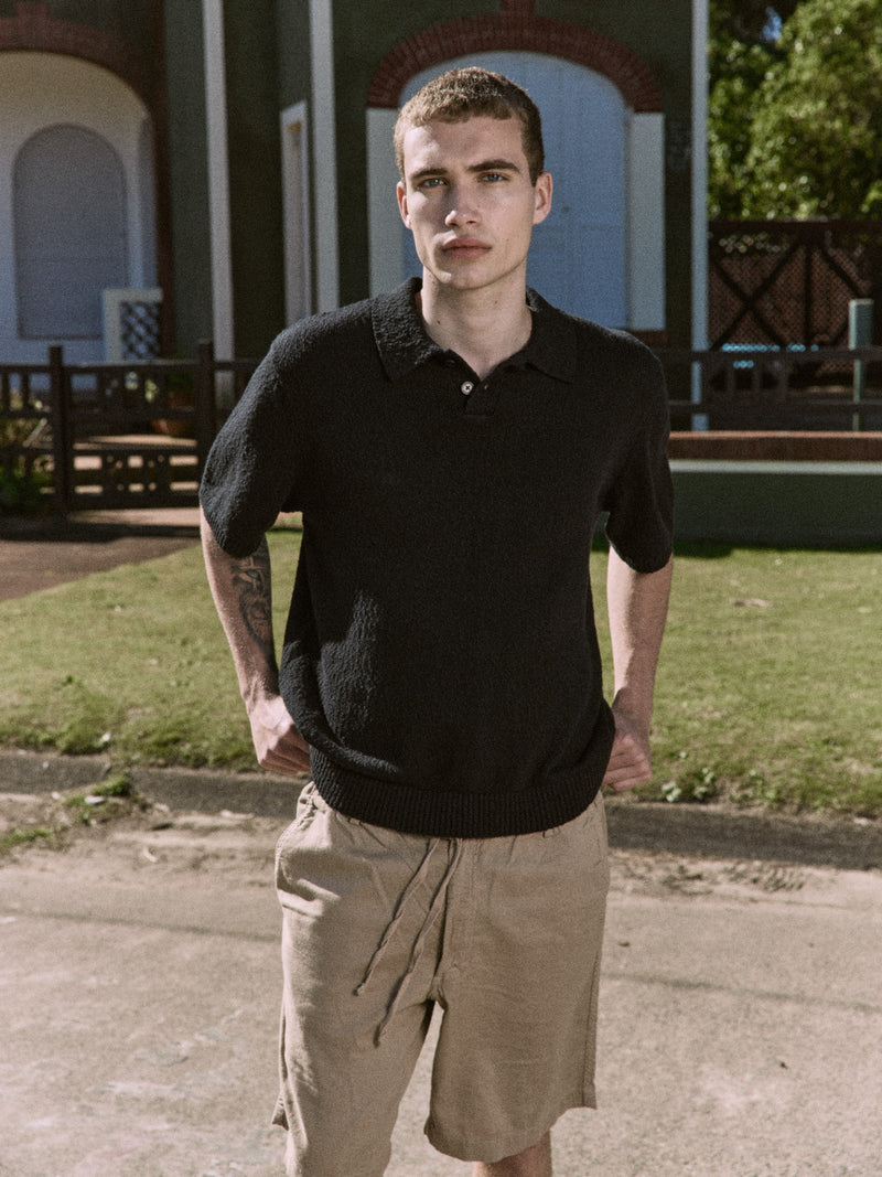 POLO RELAXED TEJIDO PAROS - Black