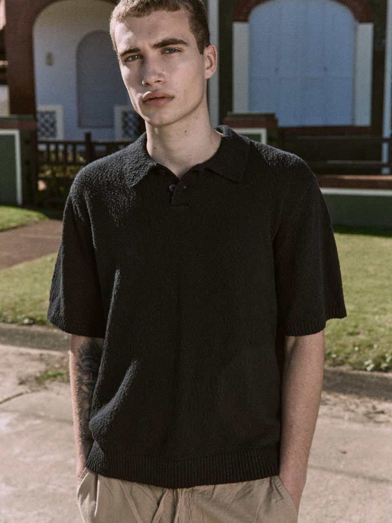 POLO RELAXED TEJIDO PAROS - Black