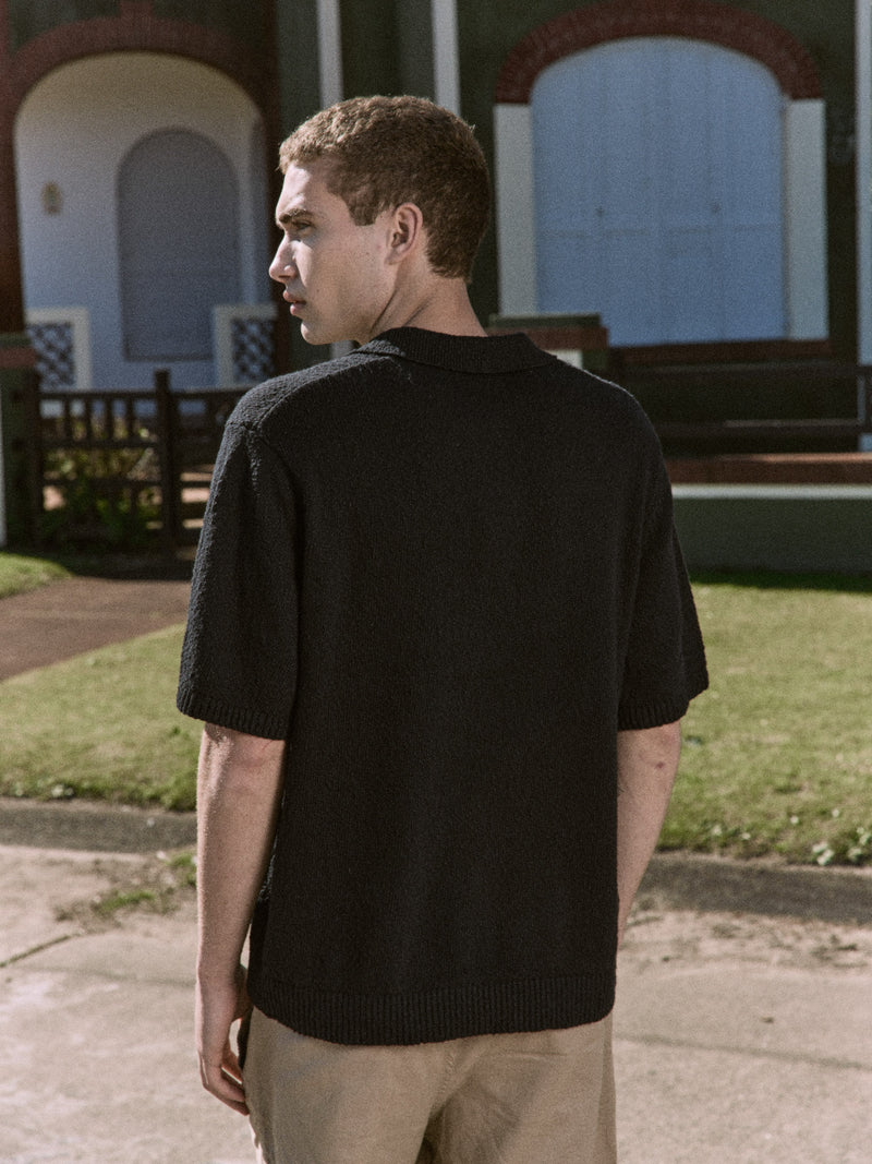 POLO RELAXED TEJIDO PAROS - Black