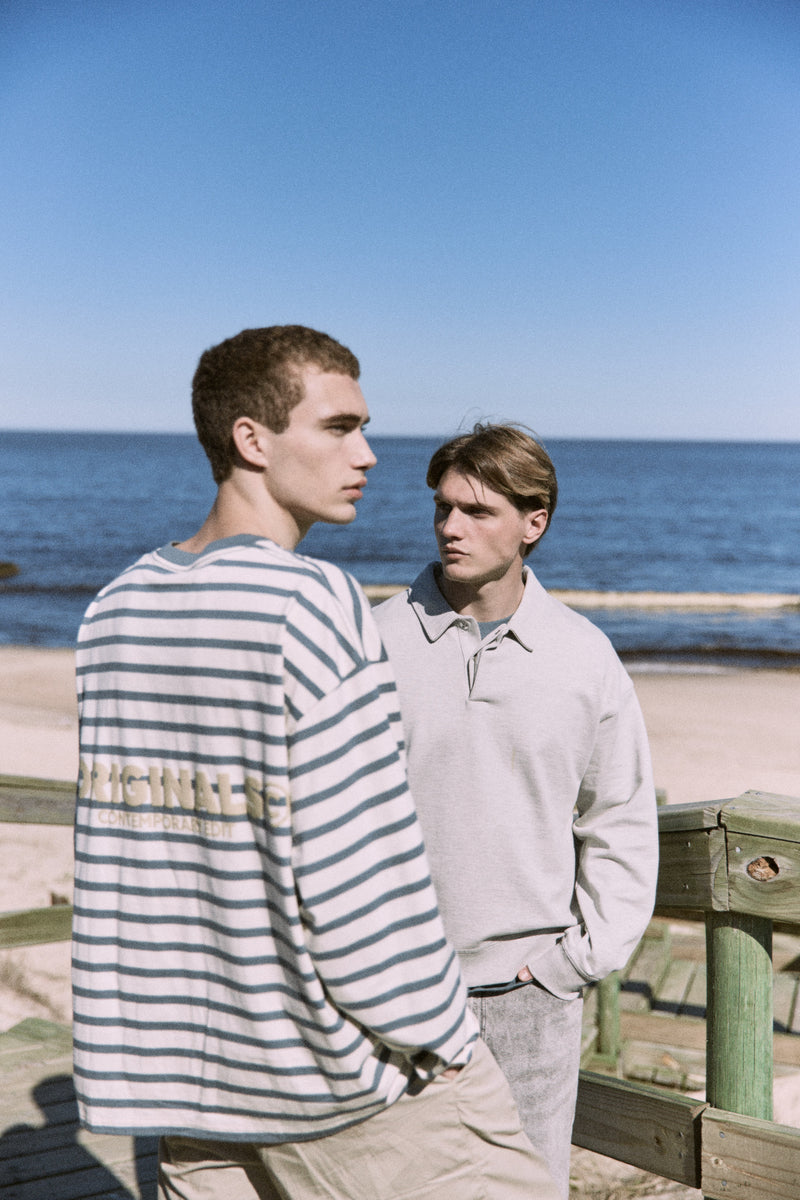 POLERA SLINGTON CREW - Stormy Weather Stripes:ANTIQUE WHITE