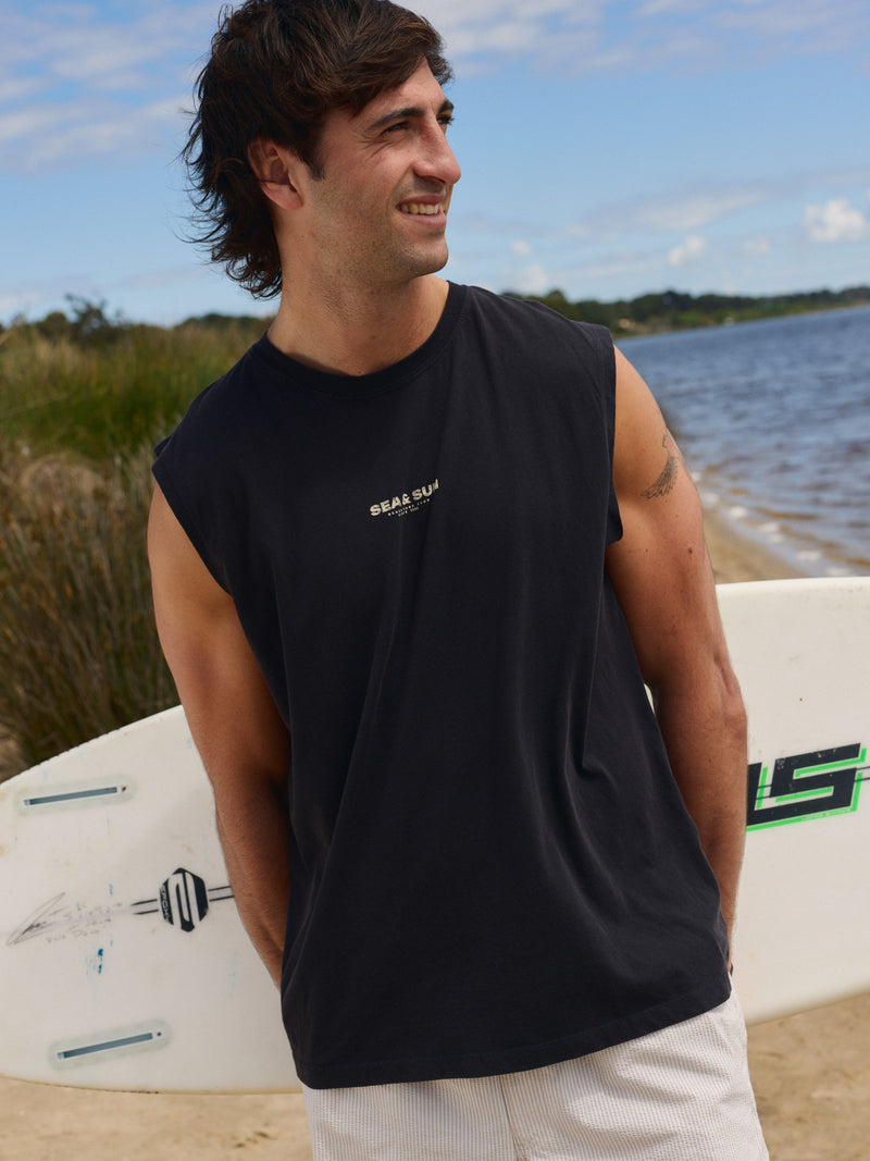POLERA SIN MANGAS RIPTIDE WAVES-Black Onyx