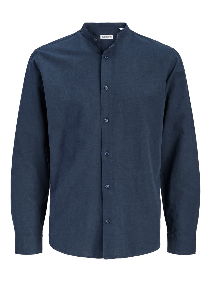 CAMISA POPELÍN DE LINO CUELLO MAO SUMMER - Navy Blazer