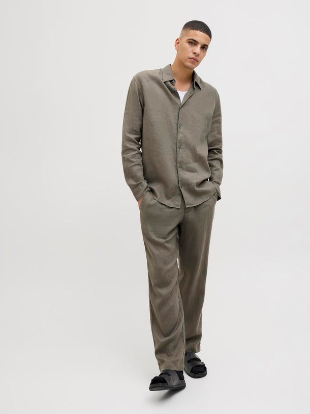 Product PANTALON CHINO LINO KARL-Tea Leaf - Image 7