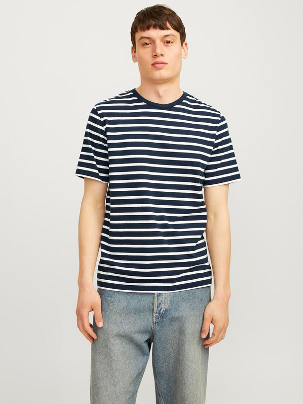 Product POLERA BÁSICA REGULAR MANGA CORTA ORGANIC - Navy Blazer Stripes:CLOUD DANCER - Image 9