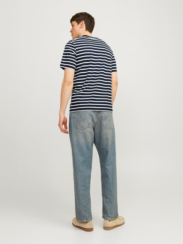 Product POLERA BÁSICA REGULAR MANGA CORTA ORGANIC - Navy Blazer Stripes:CLOUD DANCER - Image 12