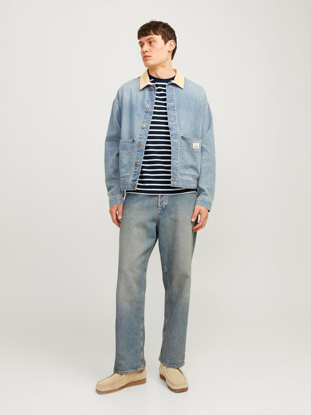 Product POLERA BÁSICA REGULAR MANGA CORTA ORGANIC - Navy Blazer Stripes:CLOUD DANCER - Image 10