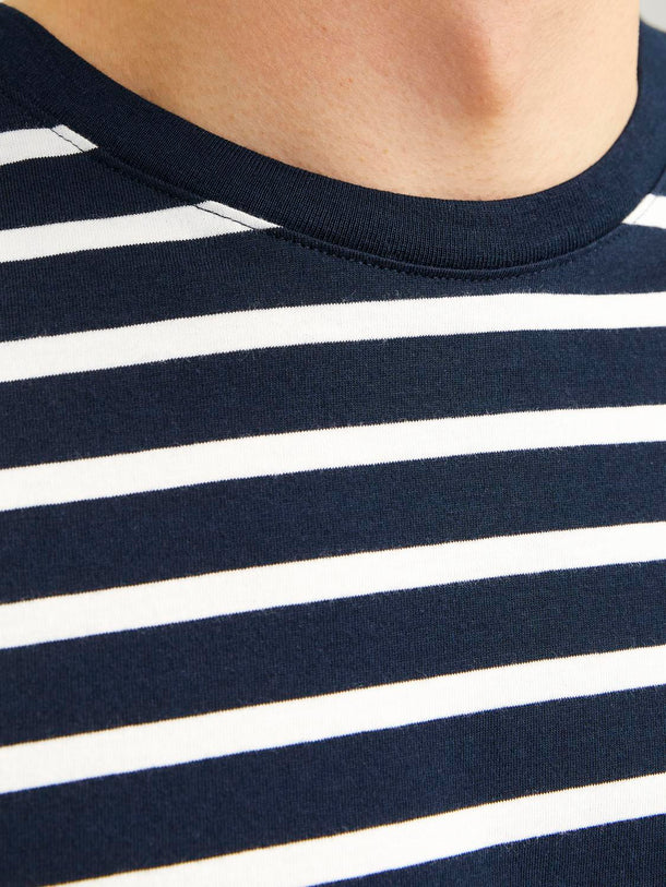Product POLERA BÁSICA REGULAR MANGA CORTA ORGANIC - Navy Blazer Stripes:CLOUD DANCER - Image 14