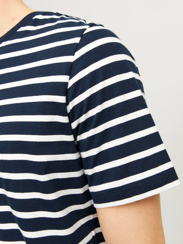 Product POLERA BÁSICA REGULAR MANGA CORTA ORGANIC - Navy Blazer Stripes:CLOUD DANCER - Image 15
