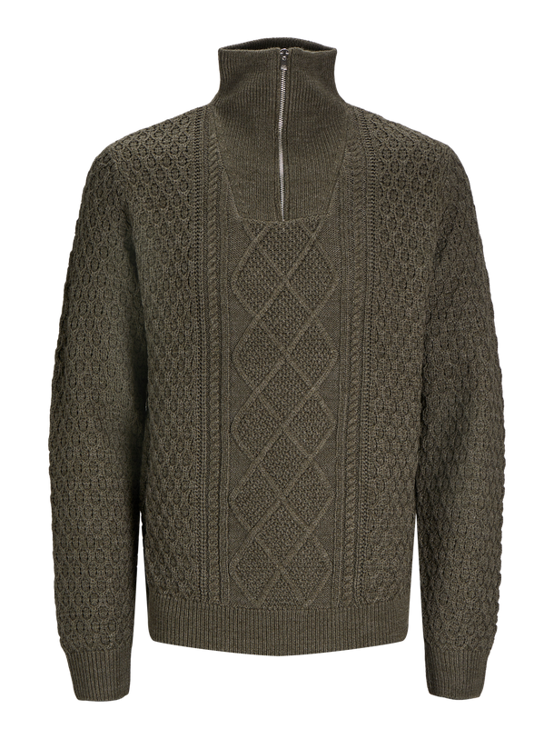 Product SWEATER TRENZADO CON CUELLO ALTO BLUNORTH - Olive Night Detail:MELANGE - Image 11