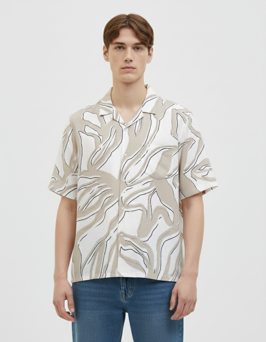 CAMISA RELAXED ESTAMPADA LUKE - Bright White