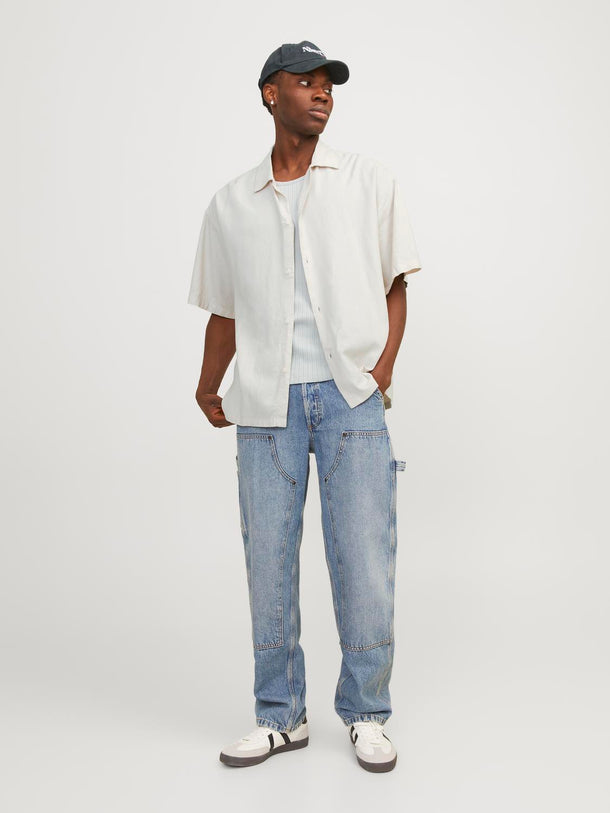 Product CAMISA OVERSIZE DE LINO FARO - Moonbeam Detail:POCKET - Image 1
