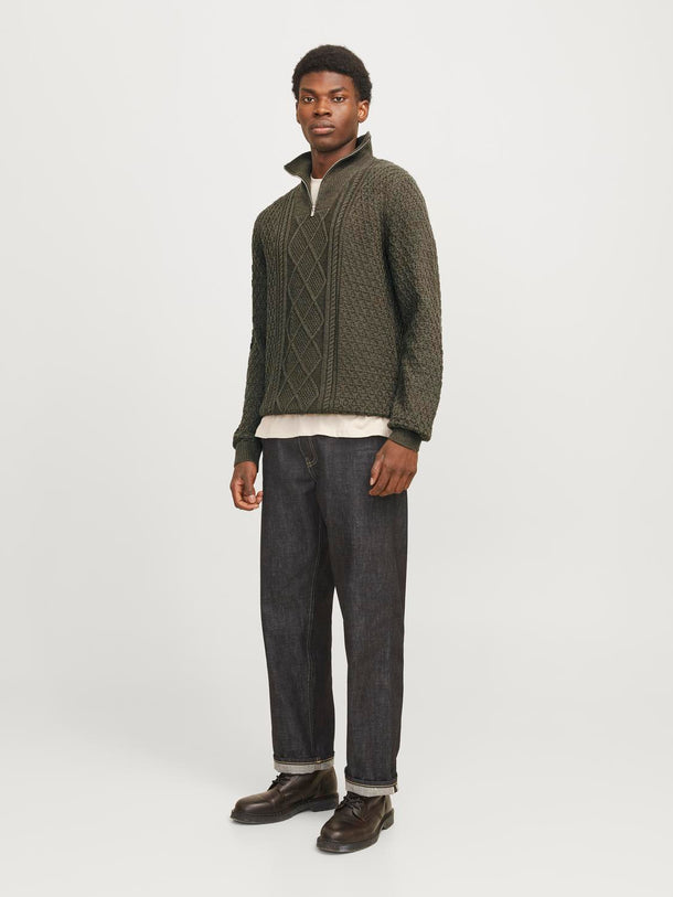 Product SWEATER TRENZADO CON CUELLO ALTO BLUNORTH - Olive Night Detail:MELANGE - Image 3