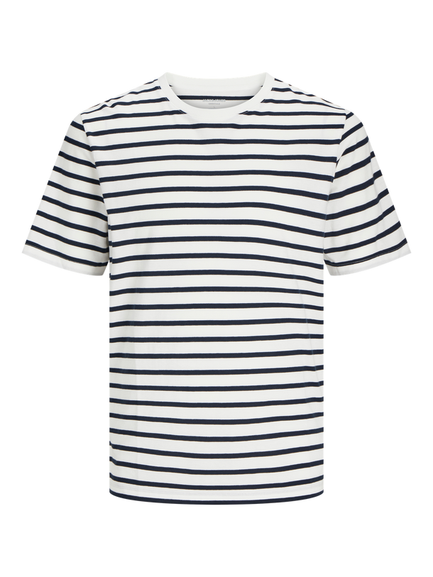 Product POLERA ORGANIC BÁSICA - Cloud Dancer Stripes:NAVY BLAZER - Image 1
