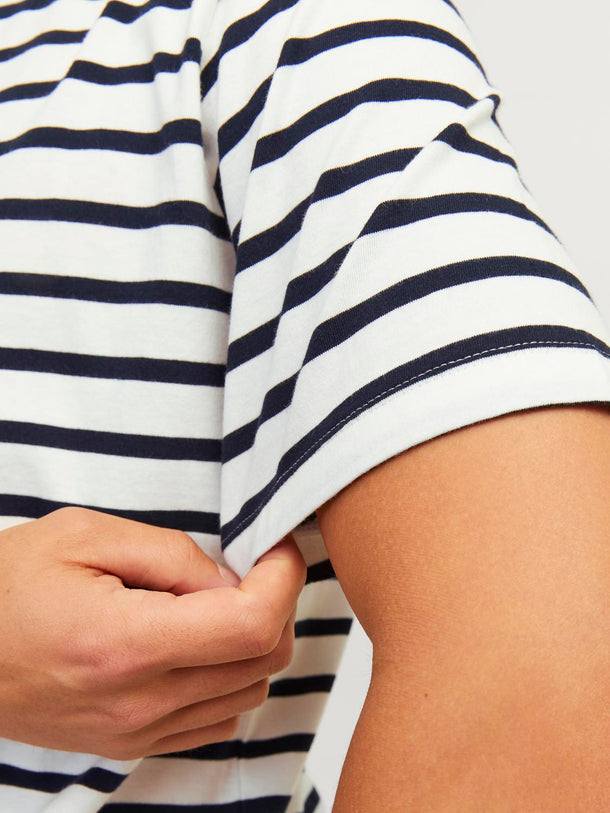 Product POLERA ORGANIC BÁSICA - Cloud Dancer Stripes:NAVY BLAZER - Image 2