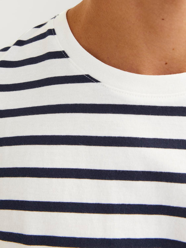 Product POLERA ORGANIC BÁSICA - Cloud Dancer Stripes:NAVY BLAZER - Image 5