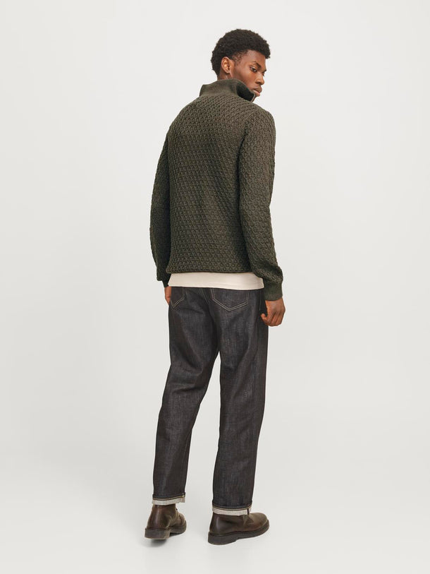 Product SWEATER TRENZADO CON CUELLO ALTO BLUNORTH - Olive Night Detail:MELANGE - Image 10