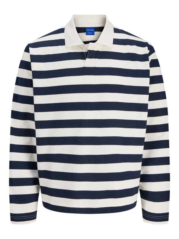 Product POLERÓN LOOSE POLO LLECKER -Cloud Dancer Stripes:SKY CAPTAIN - Image 5