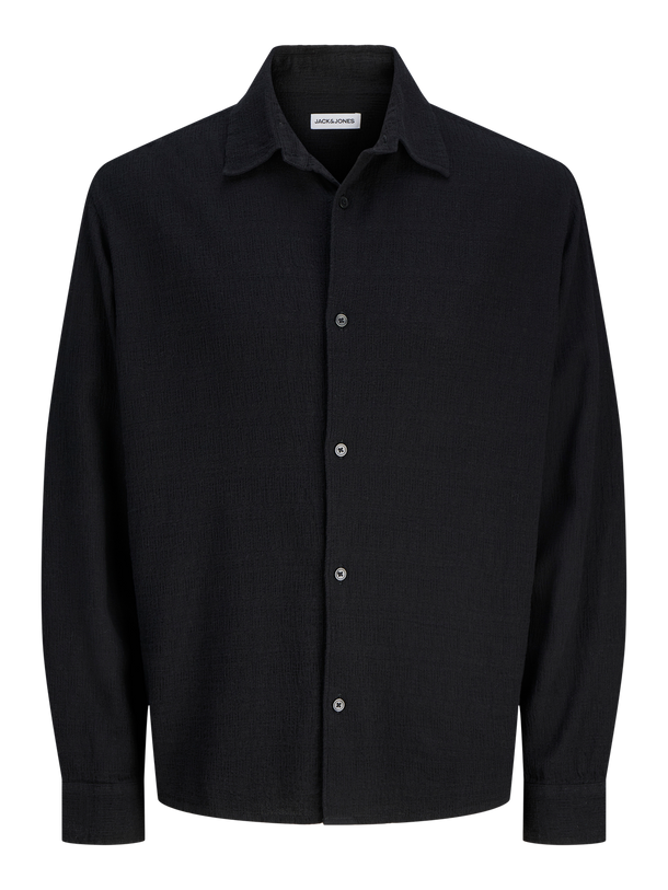 Product CAMISA RELAXED DE LINO JACQUARD LEO-Black - Image 1