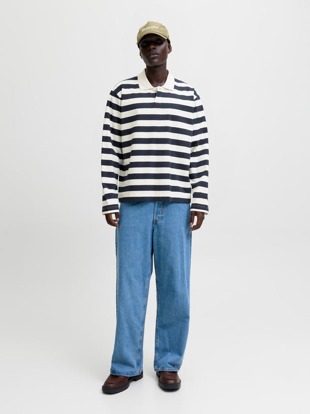 Product POLERÓN LOOSE POLO LLECKER -Cloud Dancer Stripes:SKY CAPTAIN - Image 2