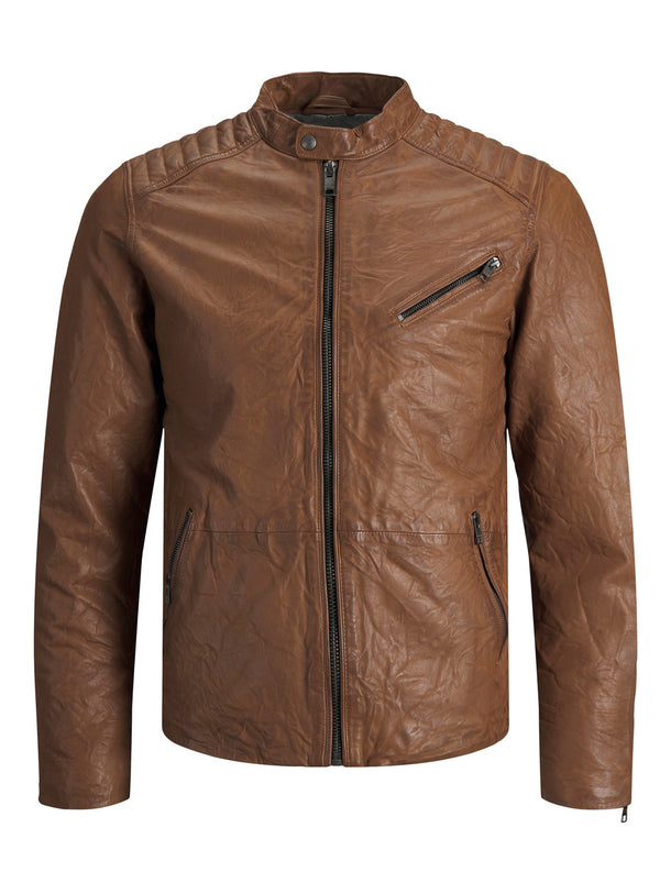 Product CHAQUETA JOEL BIKER PIEL - Cognac - Image 1