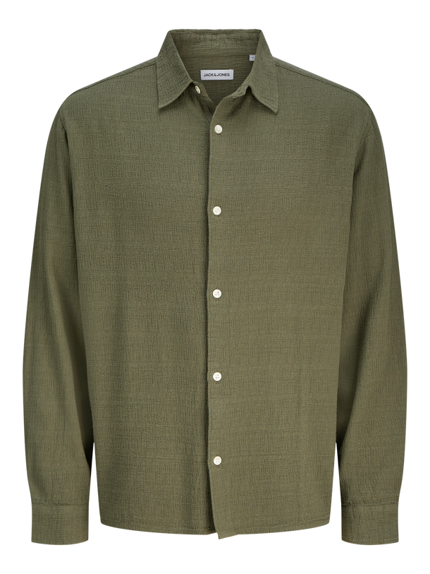 Product CAMISA RELAXED DE LINO JACQUARD LEO-Dusty Olive - Image 1