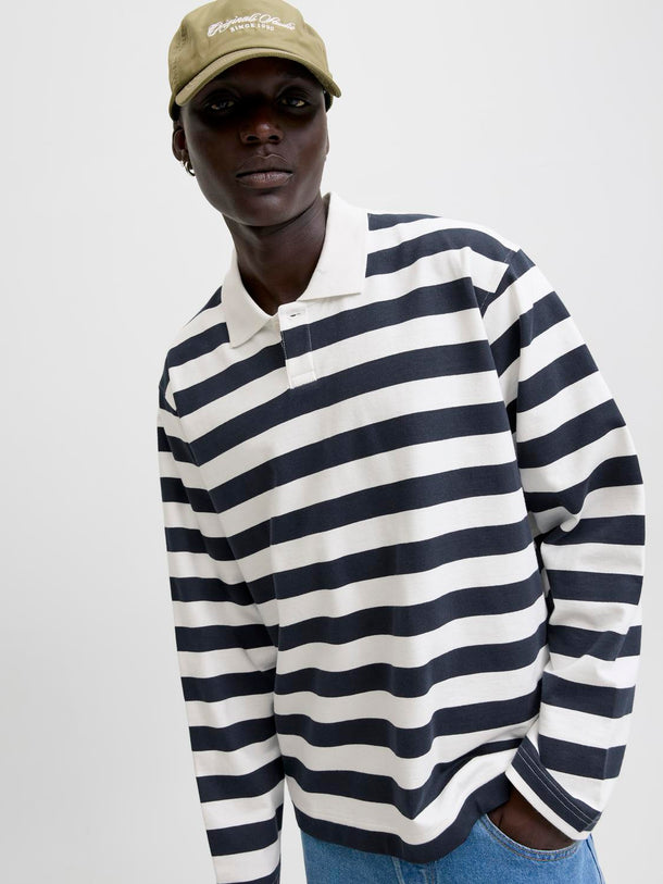 Product POLERÓN LOOSE POLO LLECKER -Cloud Dancer Stripes:SKY CAPTAIN - Image 3