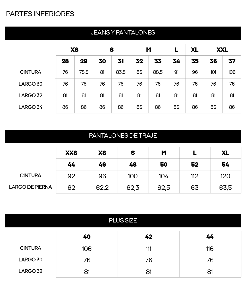 Equivalencia Tallas Vaqueros Jack And Jones Jack Jones Tabla