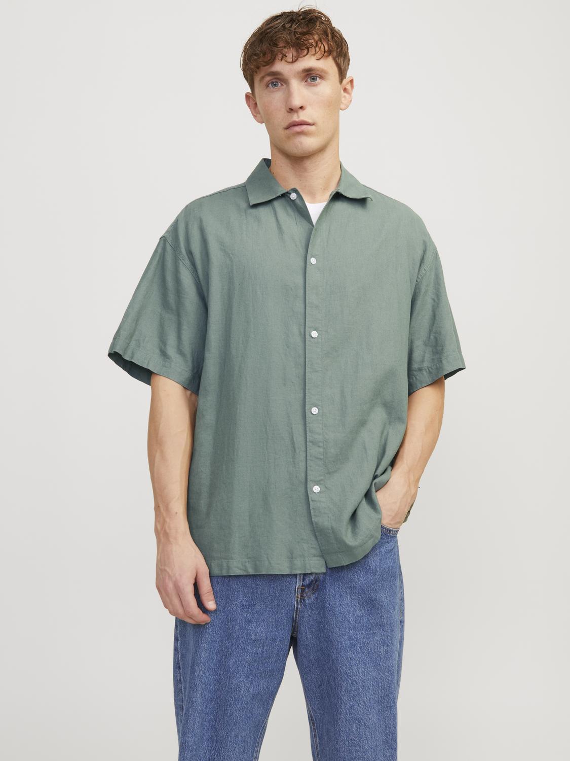 CAMISA OVERSIZE DE LINO FARO - Laurel Wreath Detail:POCKET