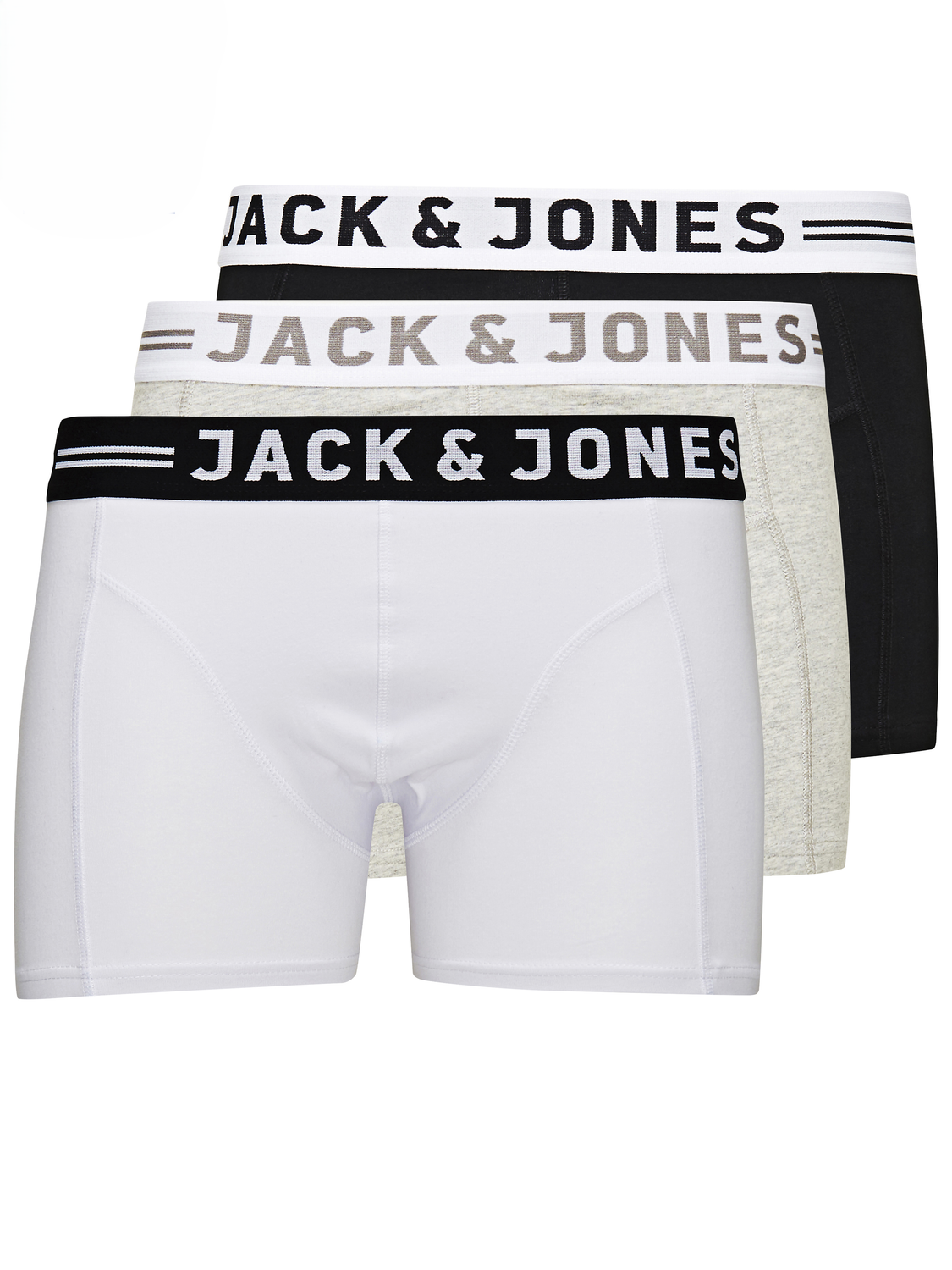 PACK DE BOXERS CORTOS SENSE - Black Detail:White/Light Grey Mel.