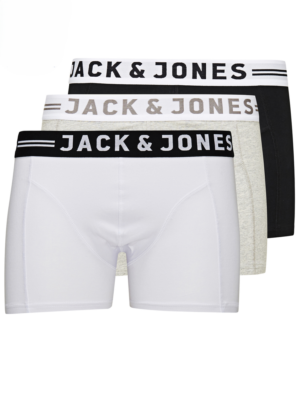 PACK "SENSE" 3 BOXERS TRUNKS-Black Detail:White/Light Grey Mel.