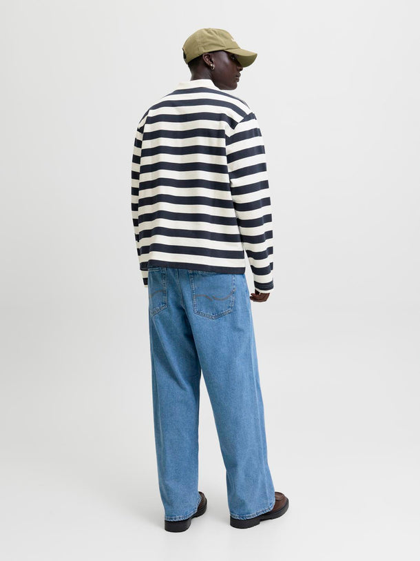 Product POLERÓN LOOSE POLO LLECKER -Cloud Dancer Stripes:SKY CAPTAIN - Image 4