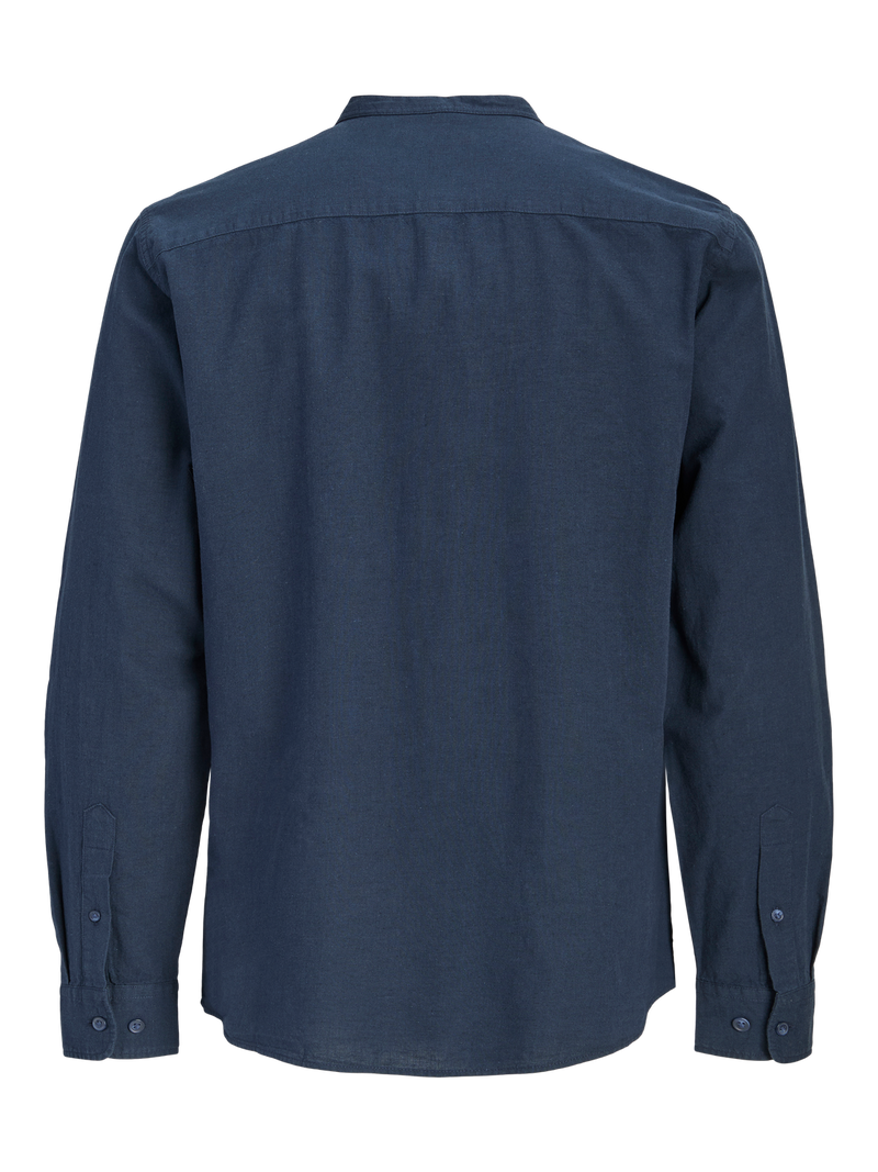 CAMISA POPELÍN DE LINO CUELLO MAO SUMMER - Navy Blazer