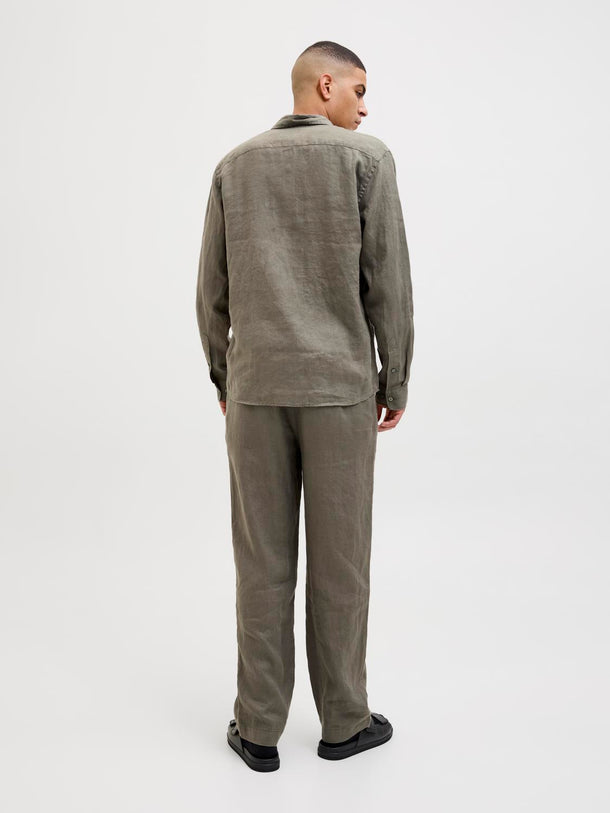 Product PANTALON CHINO LINO KARL-Tea Leaf - Image 4